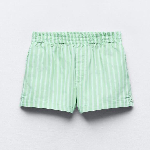 Zara Cotton Stripe Green Boxer Shorts - Picture 1 of 7